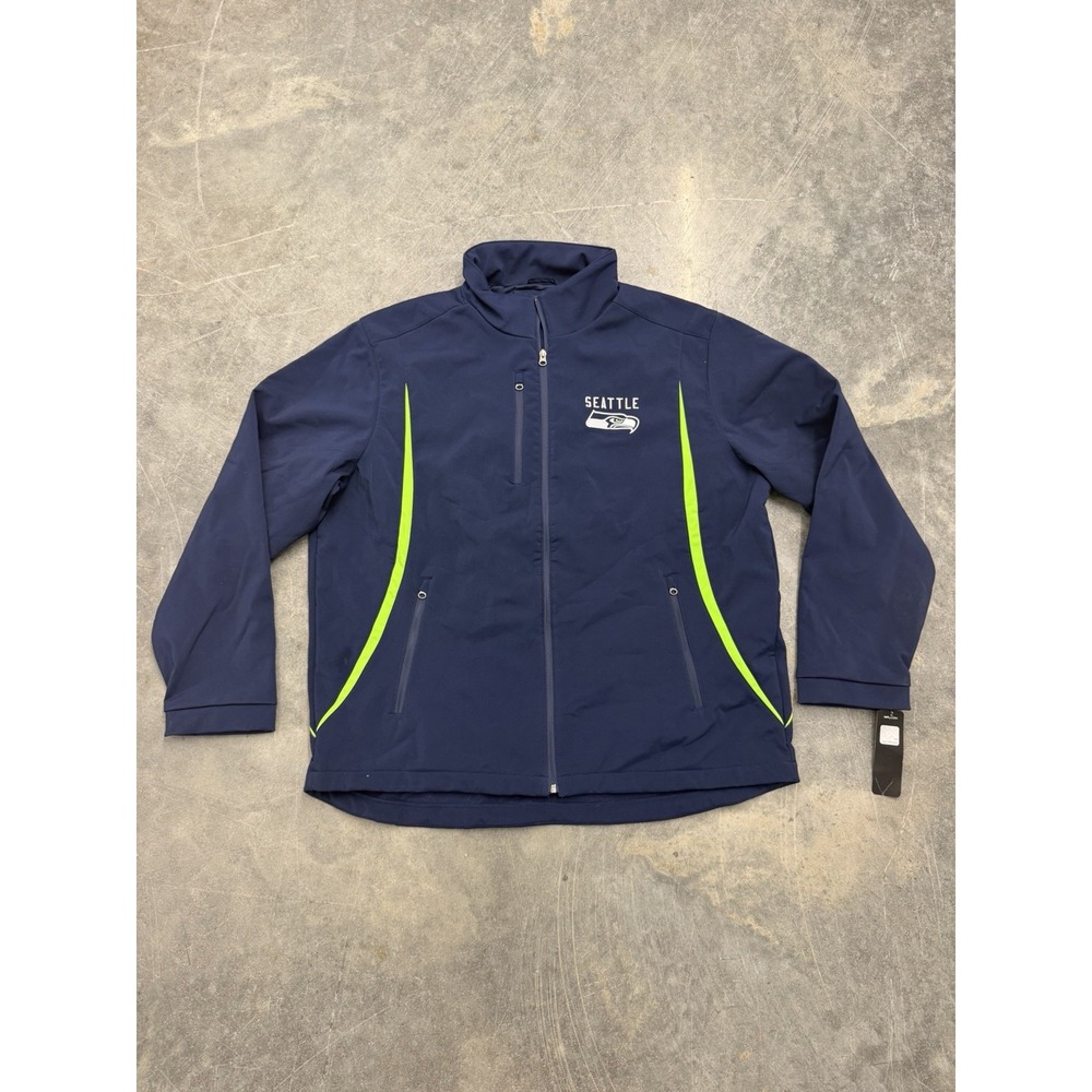 Seattle Seahawks Jacket Adult XXL Navy Blue Softshell Fleece Lined NFL Football